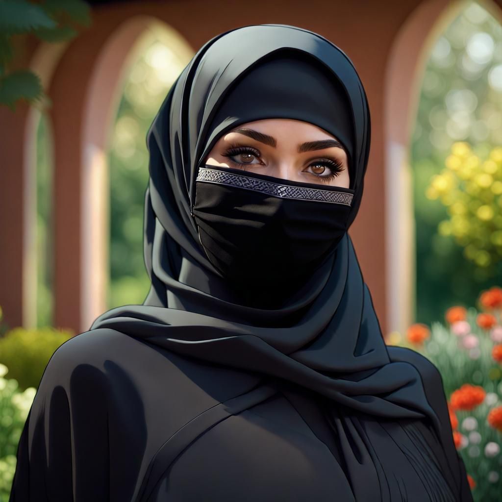 Woman in Hijab Portrait in Hyperdetailed Style