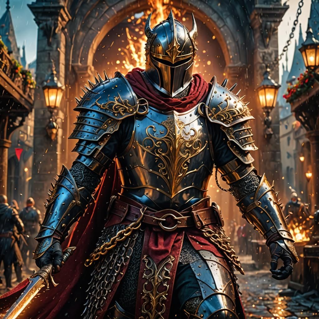 Fearsome Knight with Spiked Chains in 3D