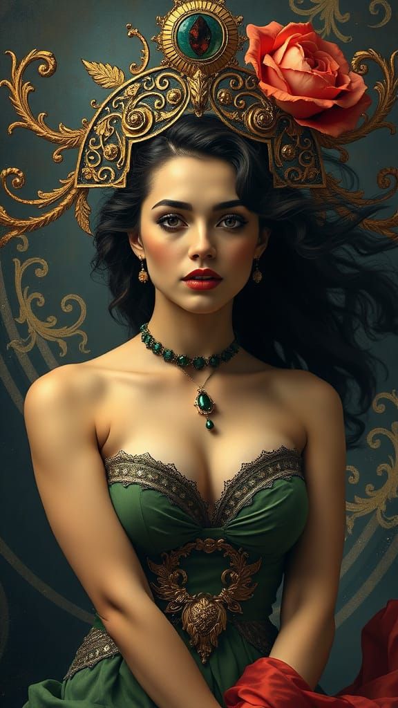 Woman in Infinite Space, Art Nouveau Style