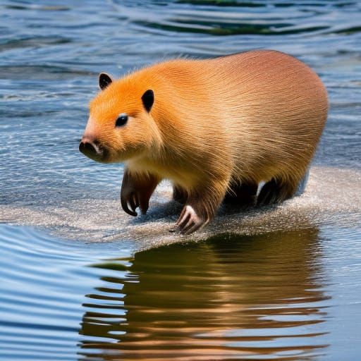 Adorable Capybara Swimming: Professional Photography
