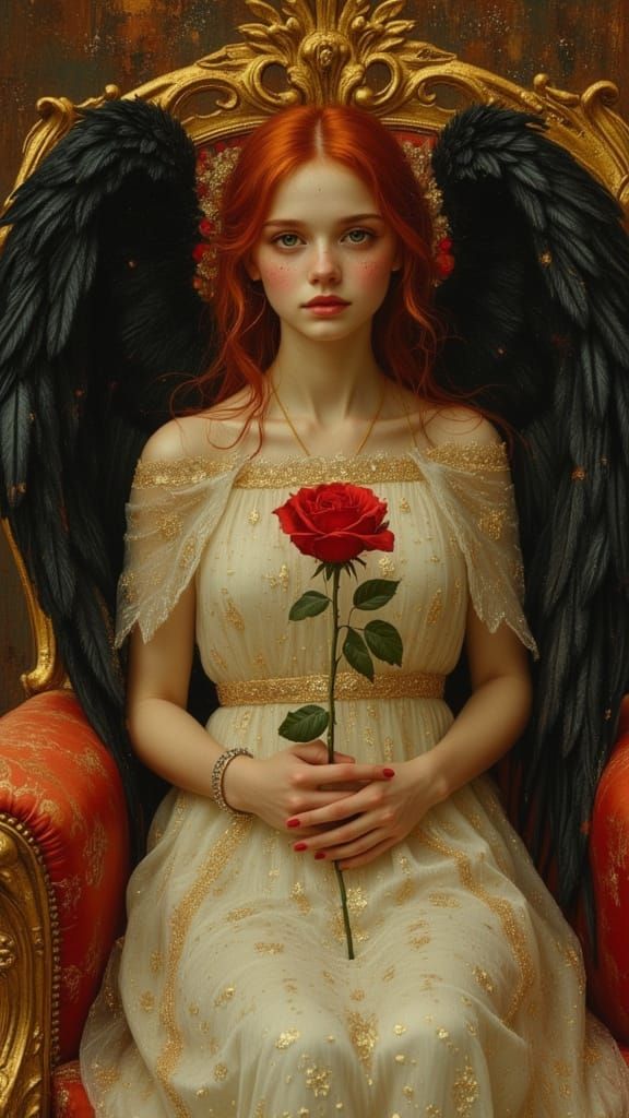 Ethereal Angel in Opulent Medieval Castle