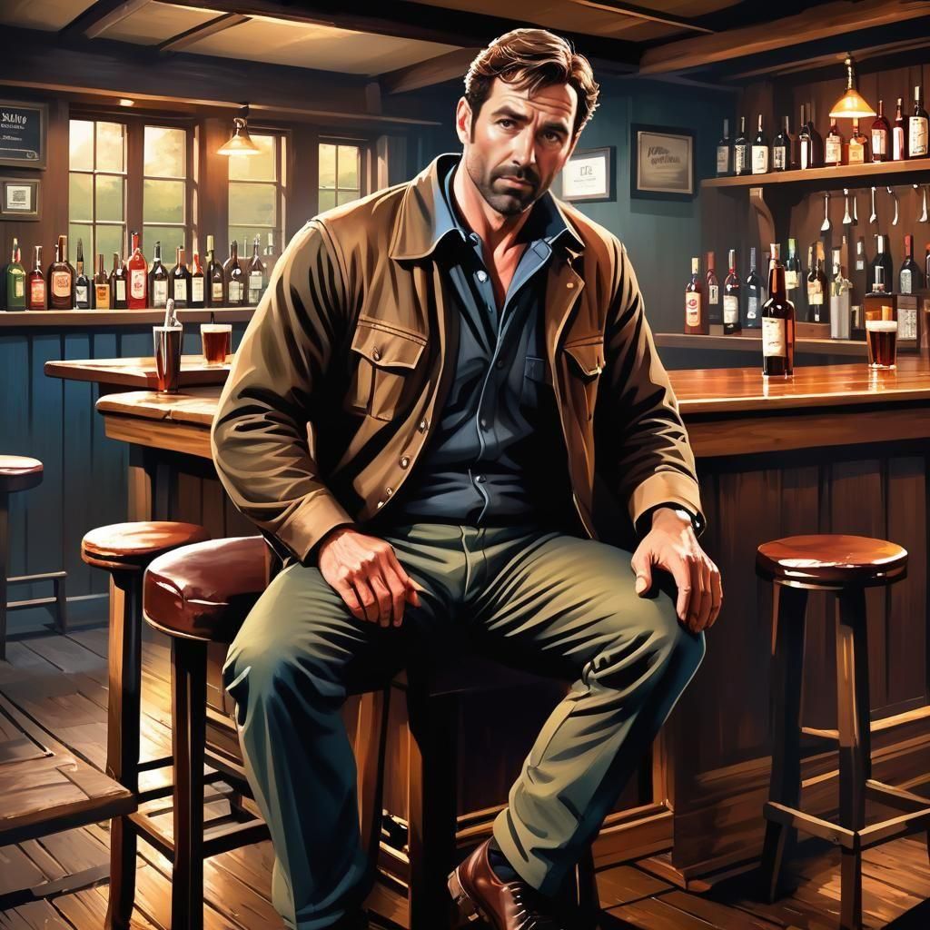 Gloomy Pub Murder Mystery Illustration