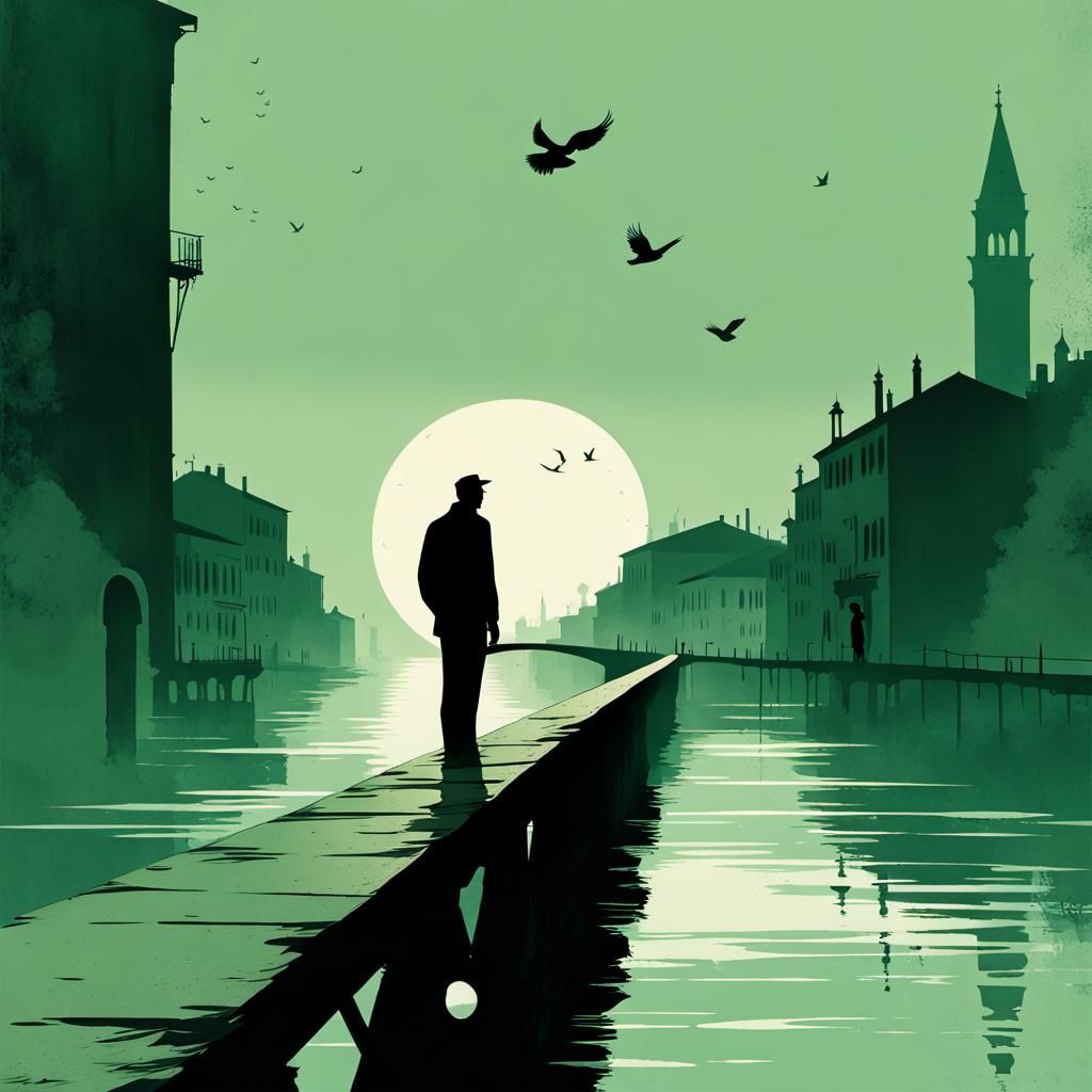 Constructivist Bridge Poster with Grunge Effect