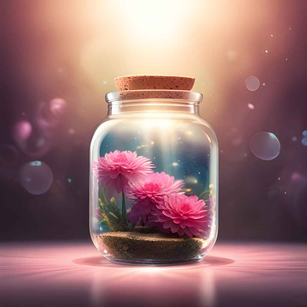 Magical Jar of Swirling Cosmic Energy in CGI