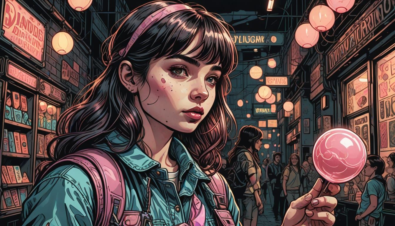 Girl in Retro D&D Style Digital Illustration