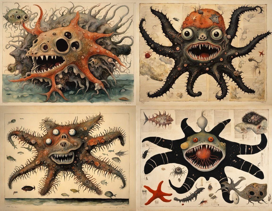 Surreal Mutant Hybrid Creature in Japanese Art Style