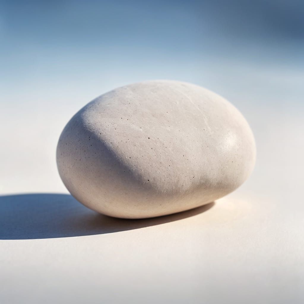 single giant pebble on a white background