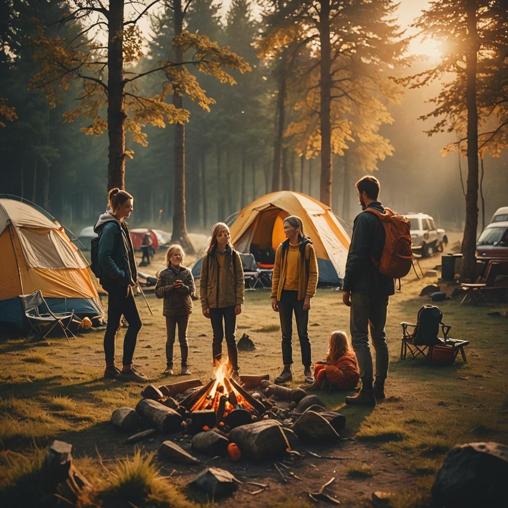 Cinematic Family Camping at Sunset