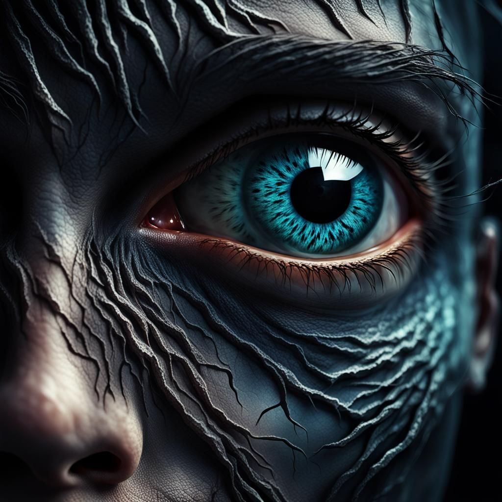 Surreal Dark Fantasy Portrait in High-Contrast Colors