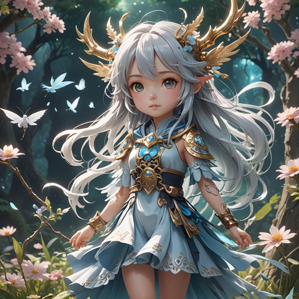 Cute Wind Spirit in Detailed 3D Anime Art