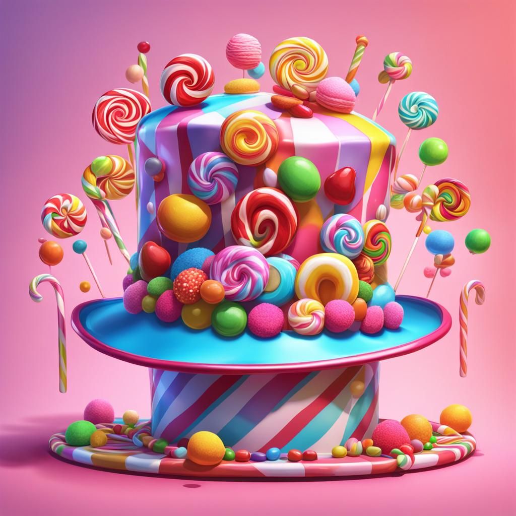Candy Art Hat: Whimsical Digital Illustration