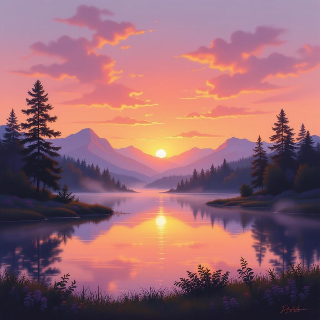 Serene Landscape Painting of a Personal Sanctuary