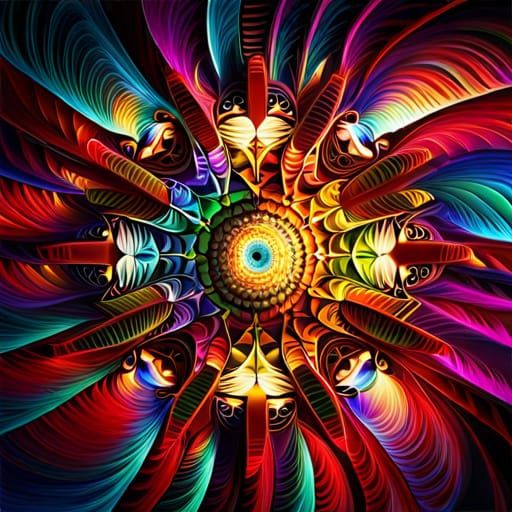 Psychedelic 3883 Mandala with Fractal Geometry