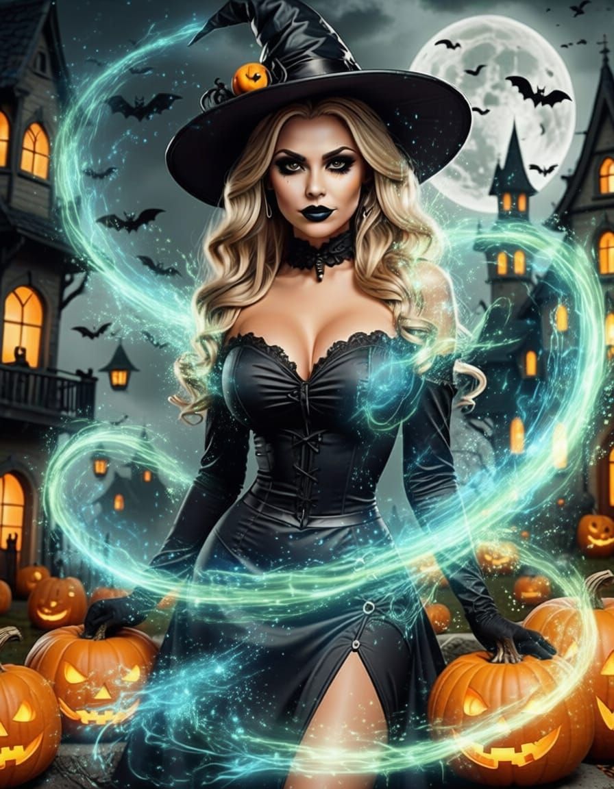 Mystical Witch With Enchanting Magic Effects