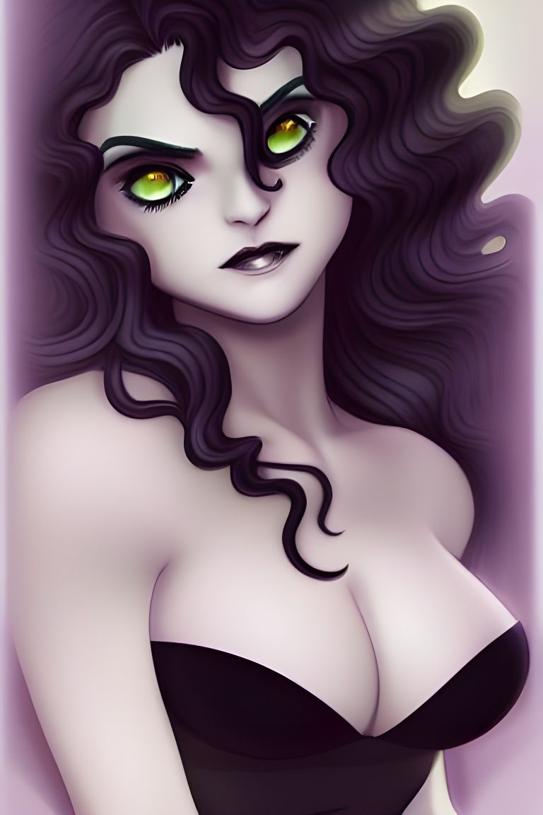 Mysterious Dark-Haired Woman with Glowing Eyes