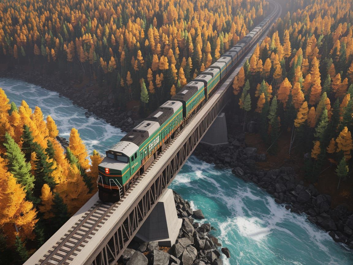 Autumn Train Journey Through Vibrant Forest