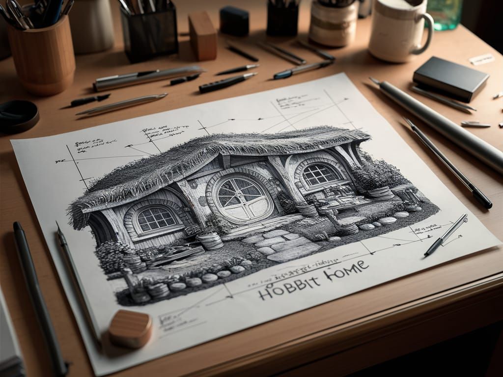 Detailed Blueprint of a Charming Hobbit Home