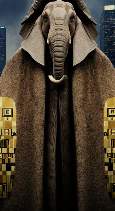 Elephant in Opulent Cyberpunk Elegance