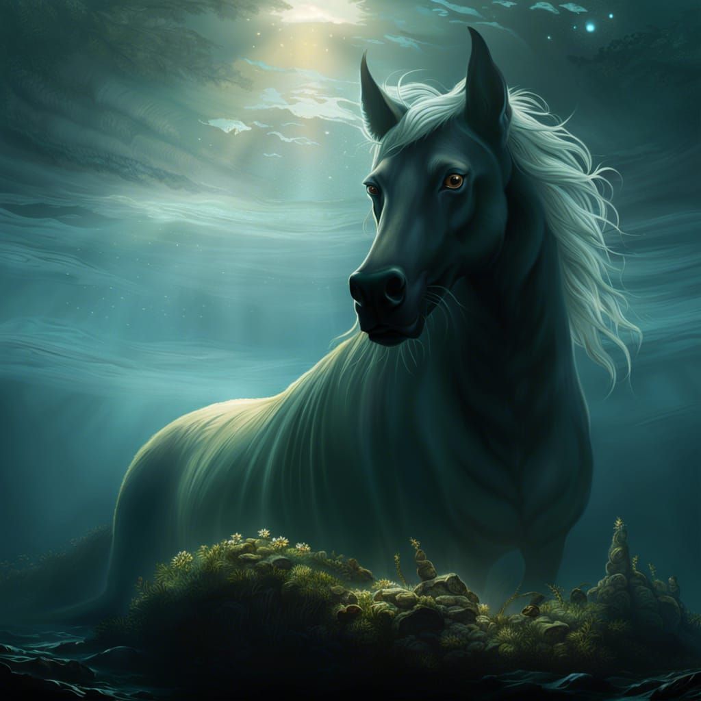 Underwater Kelpie in Celtic Folklore Style