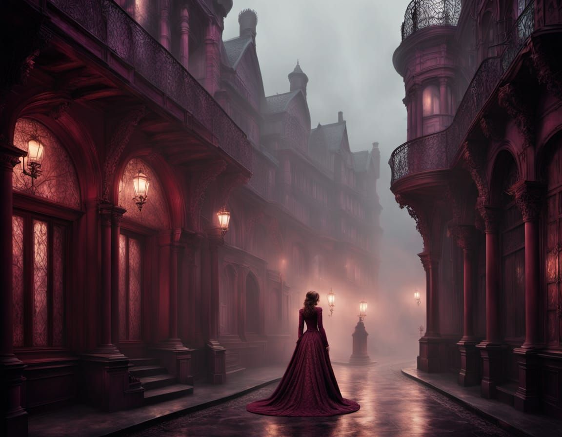 Steampunk Vampire Princess in Oil Painting Style