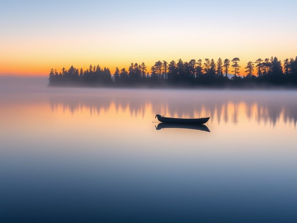 Misty Lake at Dawn in Vibrant Hues