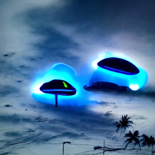 Neon UFOs in the Night Sky
