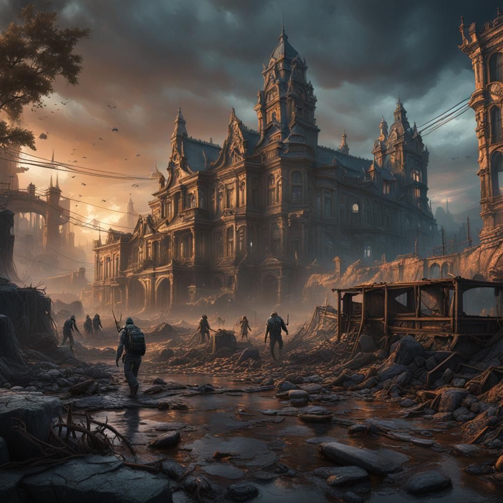 Detailed Zombie Apocalypse Matte Painting