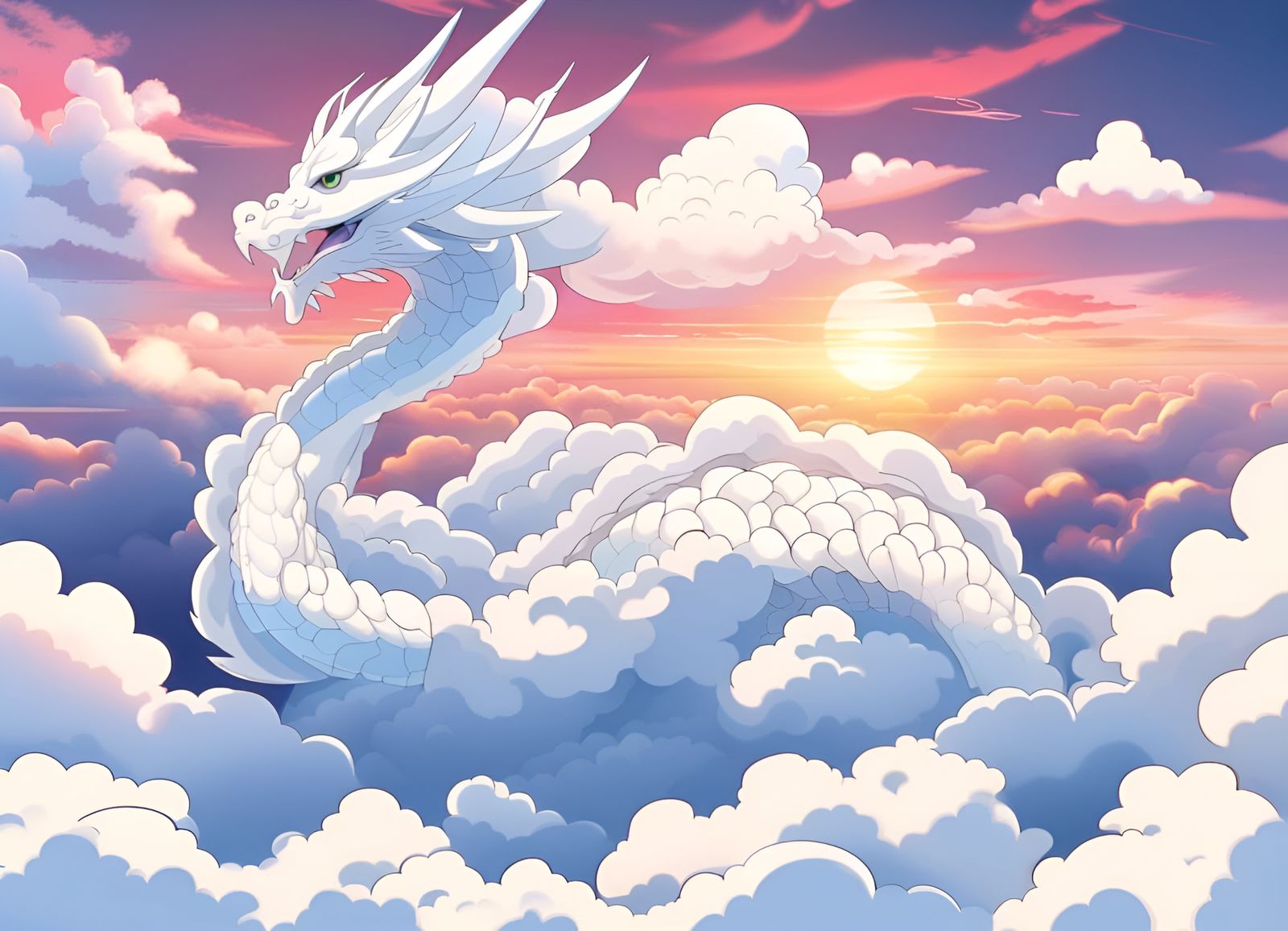 Cloud Dragon Soaring at Sunset