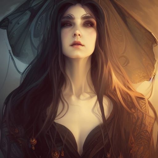 Necromancer Sorceress Digital Art Portrait