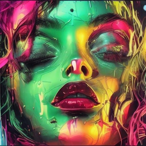 Punk Rock Woman in Pop Surrealism Style