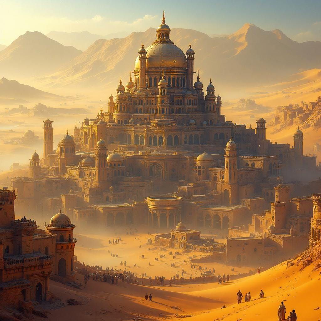 Yemeni Palace in Desert Dunes: Digital Matte Painting