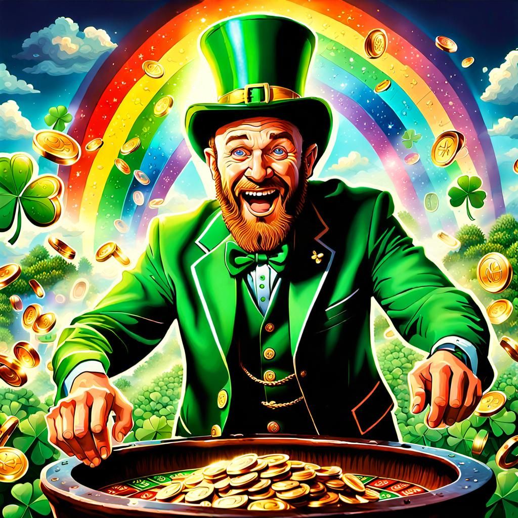 Lucky Jackpot Win Under a Rainbow, Hyperrealistic