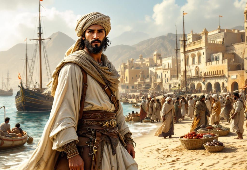 Ibn Battuta in Tangiers Port, 15th Century Berber Attire