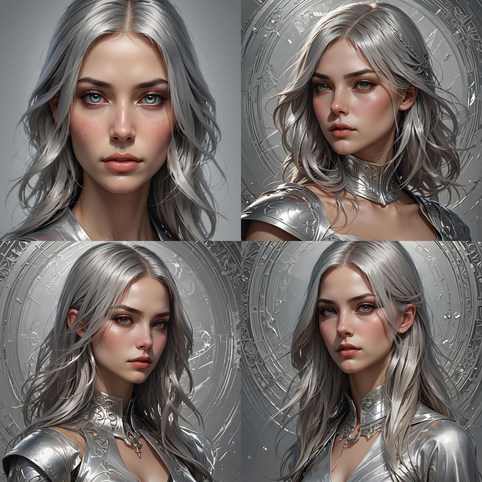 Silver-Haired Woman Portrait in Hyperdetailed Style