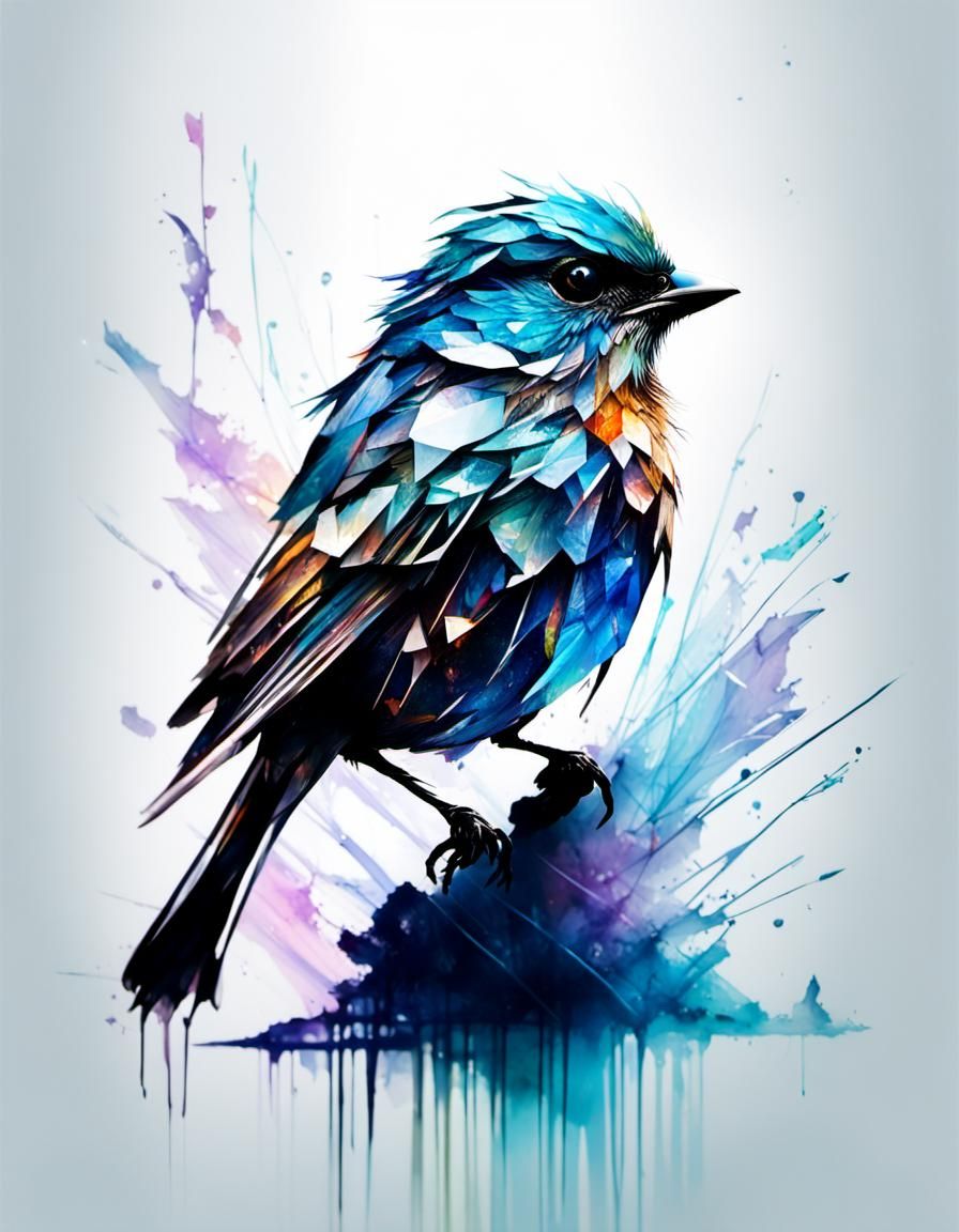 Crystal Bird Silhouette in Pastel Colors