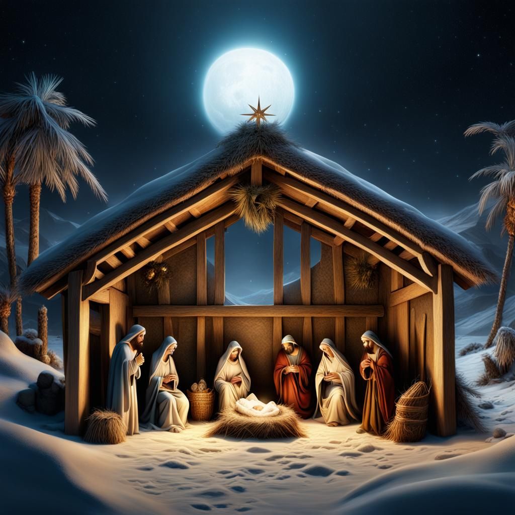 Modern Nativity Scene: Dramatic Digital Matte Painting