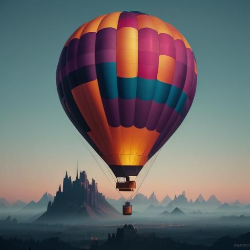 Magenta Hot Air Balloon in Hyperdetailed Digital Art