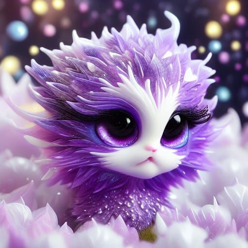 Vibrant Glossy Purple Lips with Floral Accents