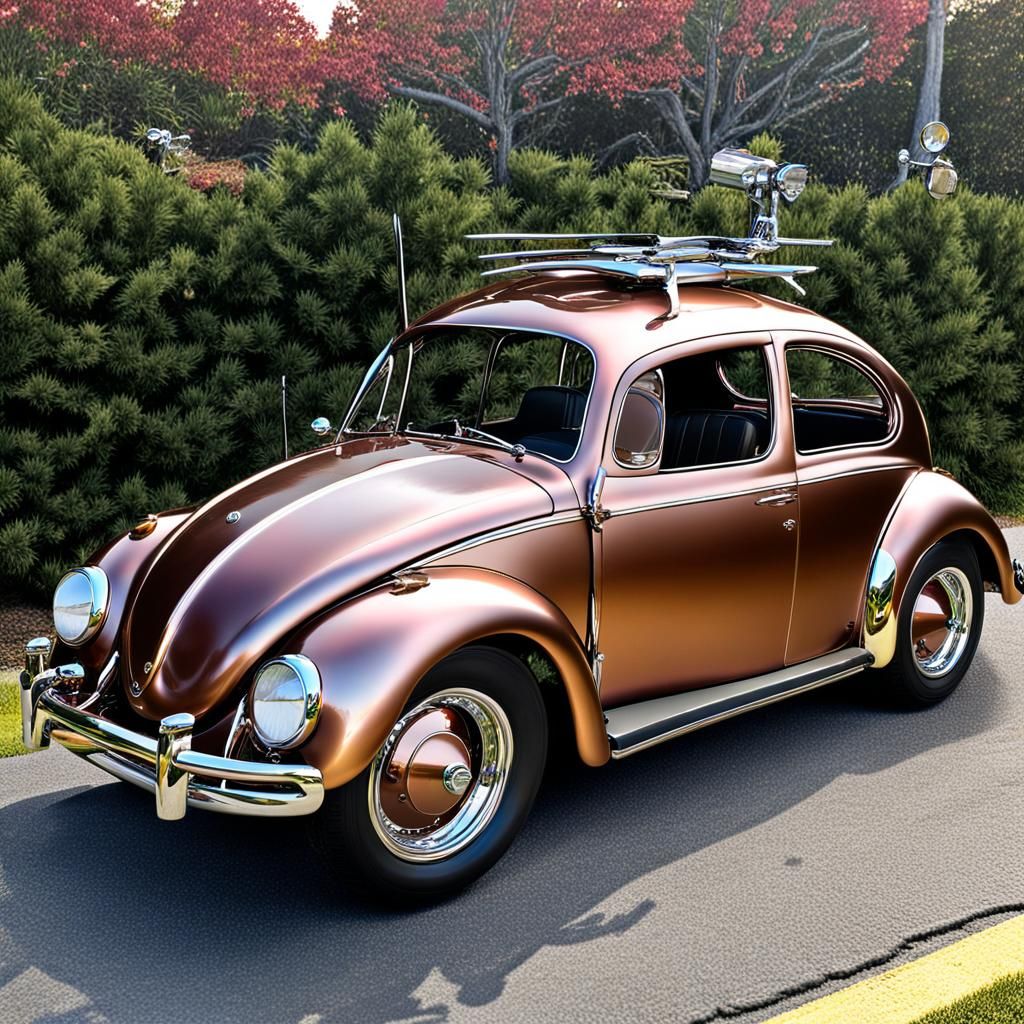 Custom VW Beetle Chopper Hybrid on Drag Strip