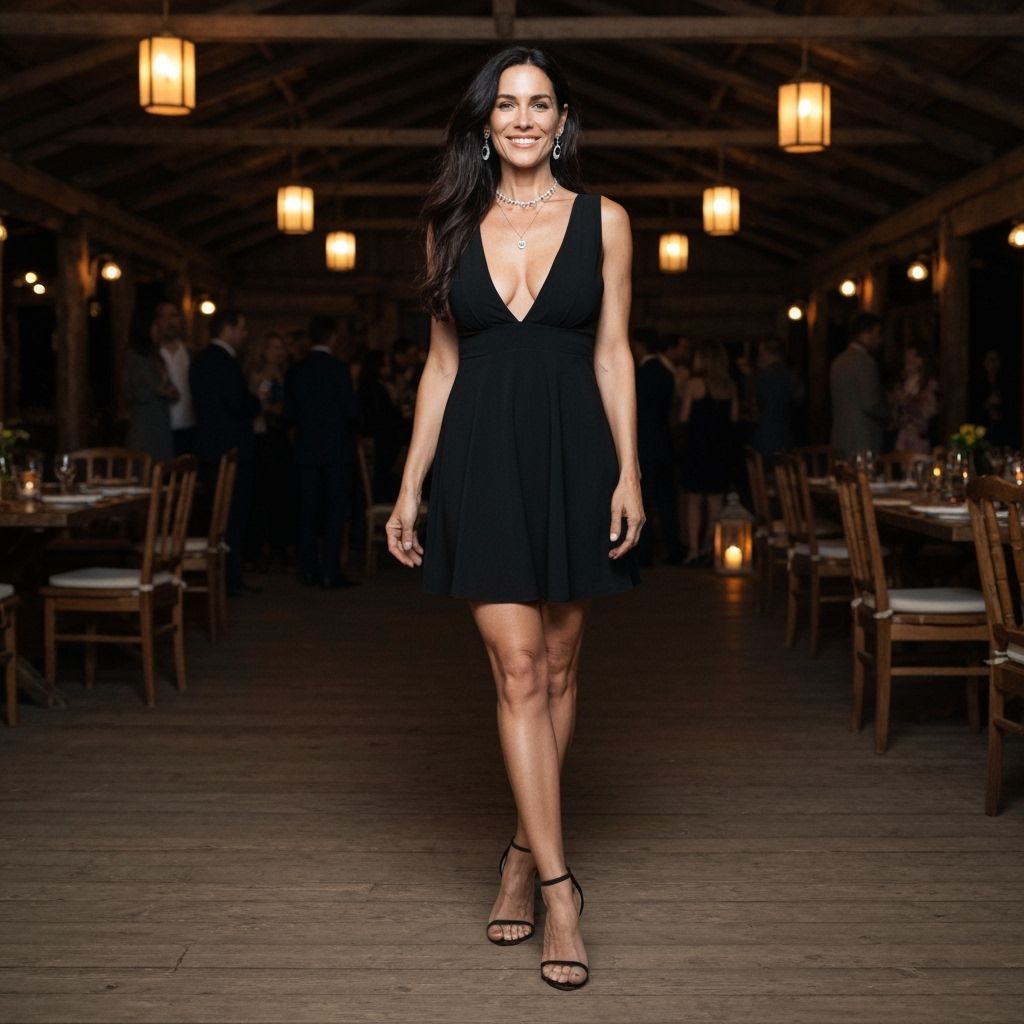 Elegant Woman in Black Dress at Argentinian Ranch