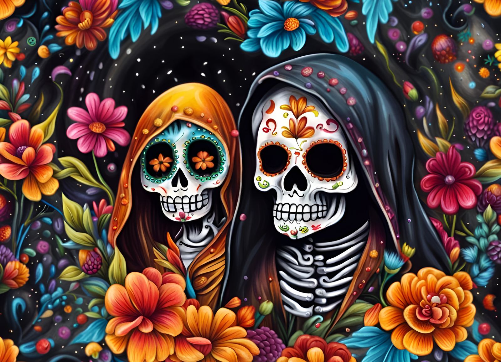 Day of the Dead Grim Reaper in Graffiti Art