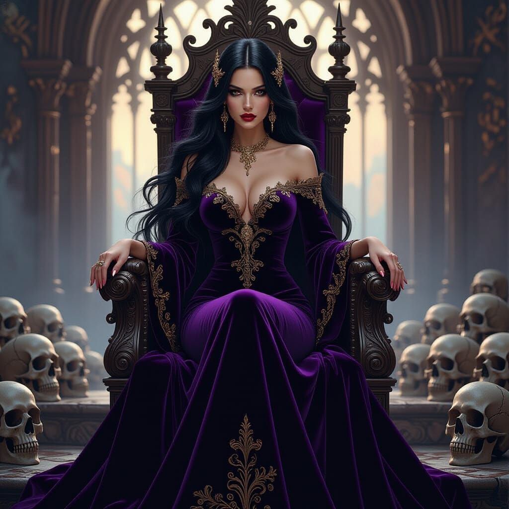 Tiefling Sorceress in Skull Throne Room