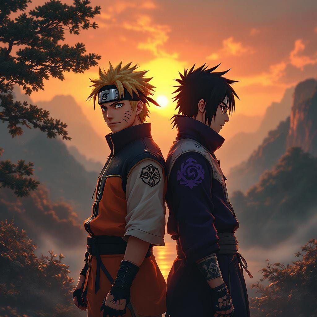 Naruto and Sasuke in 3D Anime Style