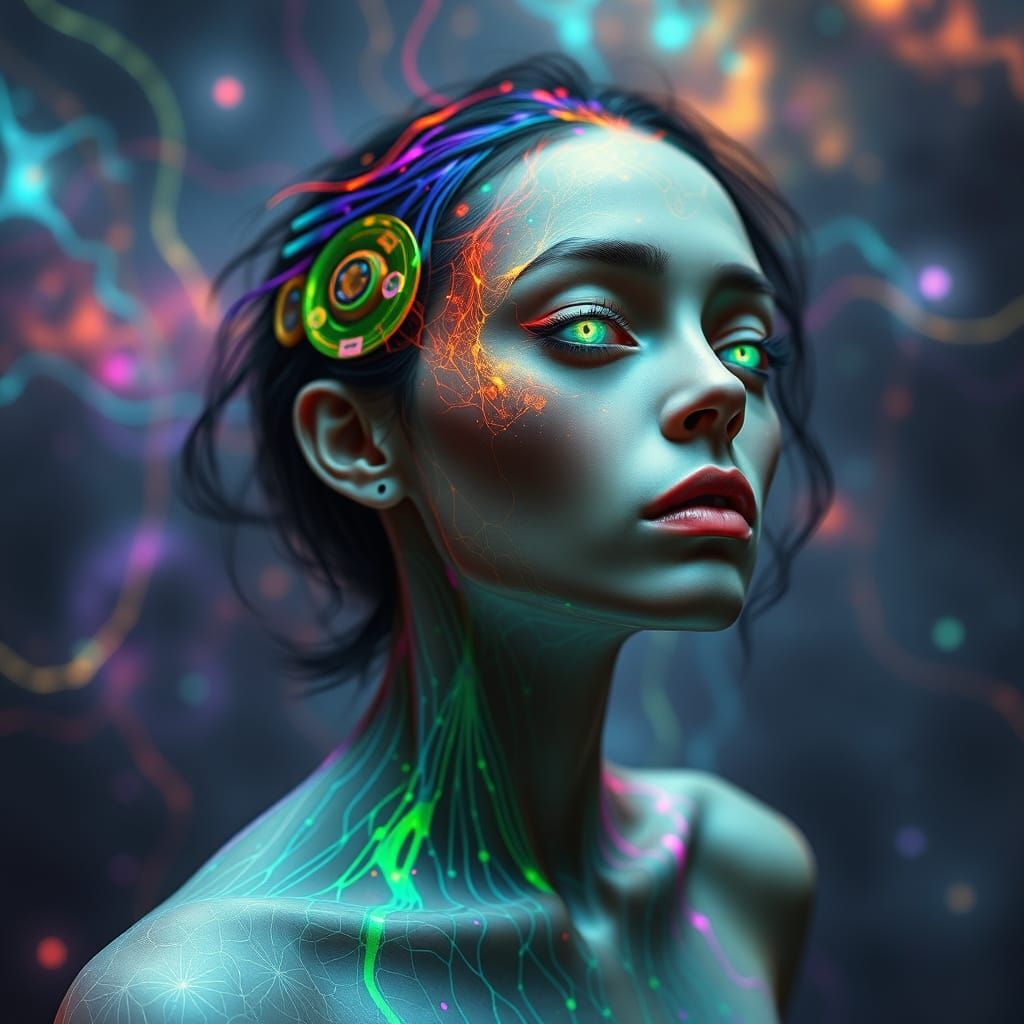 Alien Woman Experiencing Neuroplastic Synesthesia