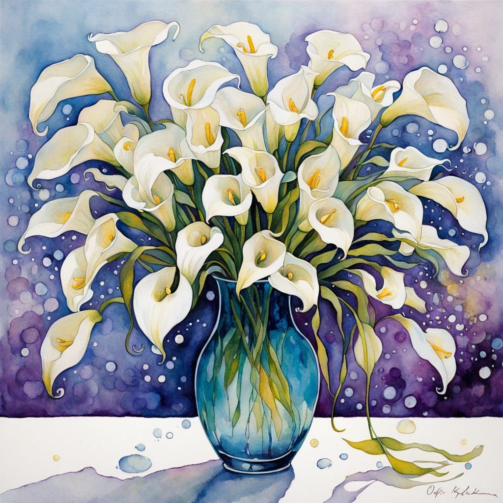 Lots of white calla lilies III