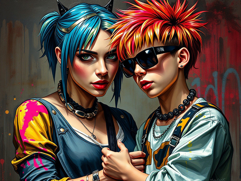 Baroque Punk Teacher and Student in Caravaggio Style