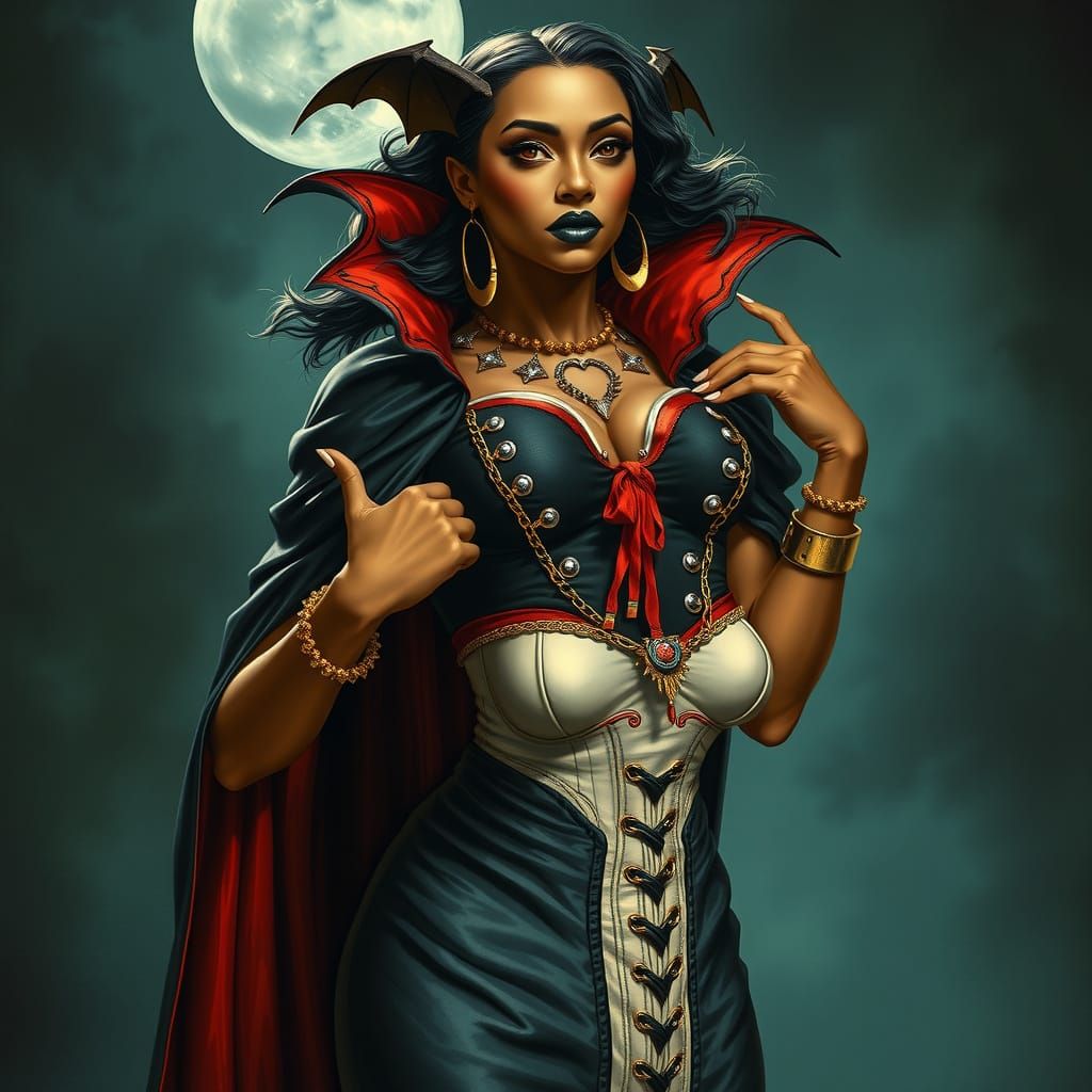 Vampiress in Nigeriana Corset and Cape