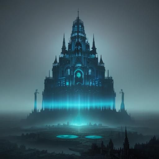 Majestic Coliseum in Mystical Fantasy Cityscape