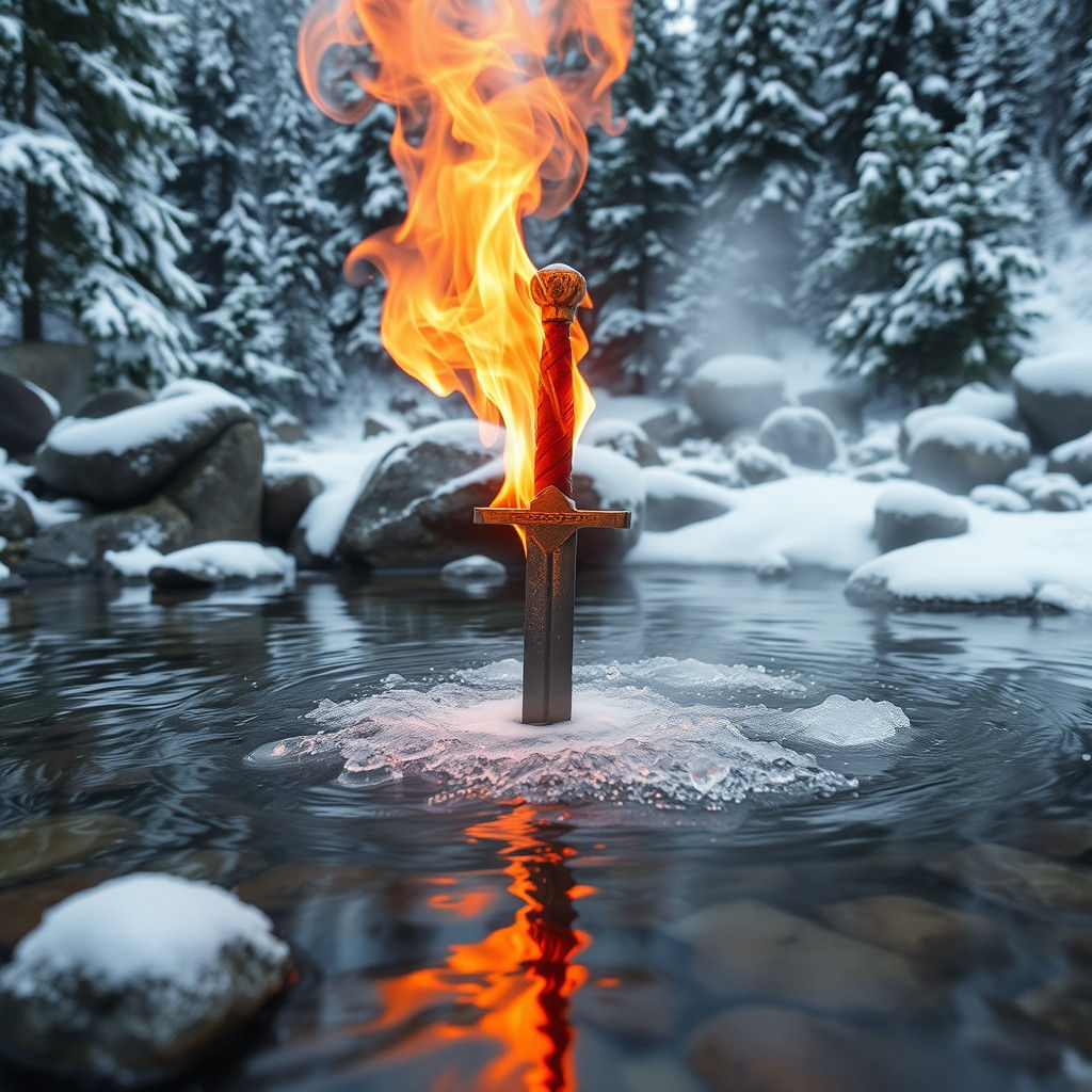 Red-Hot Sword Quenched in Winter Pool