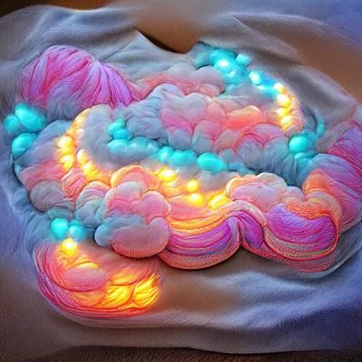 Glowing Pastel Neon Cloud Embroidery